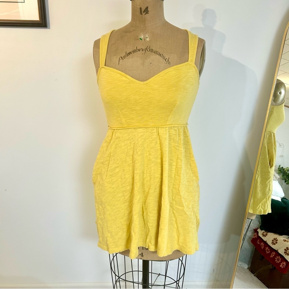 Urban Outfitters Cotton Slub Sunny Yellow Mini fit & Flare Dress Sz S - Picture 11 of 14